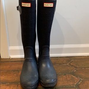 Hunter tall rain boots with wool